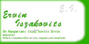 ervin iszakovits business card